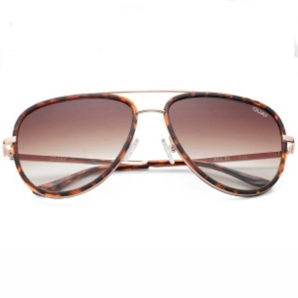 QUAY All In Sunglasses Tortoise Frame Brown Gradient Lenses Aviators Unisex NWT - Picture 7 of 16